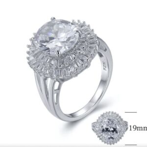 SJ26787, Ladies' Moissanite Ring, S925, Rhodium Plated, White, 7.48g