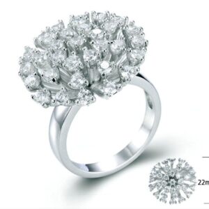 SJ24523, Ladies' Moissanite Ring, S925, Rhodium Plated, White, 9.72g