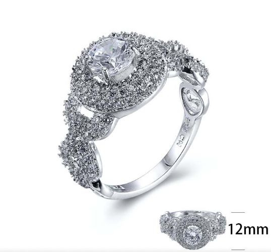 SJ25548, Ladies' Moissanite Ring, S925, Rhodium Plated, White, 4g