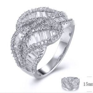 SJ33070, Ladies' Moissanite Ring, S925, Rhodium Plated, White, 6.25g