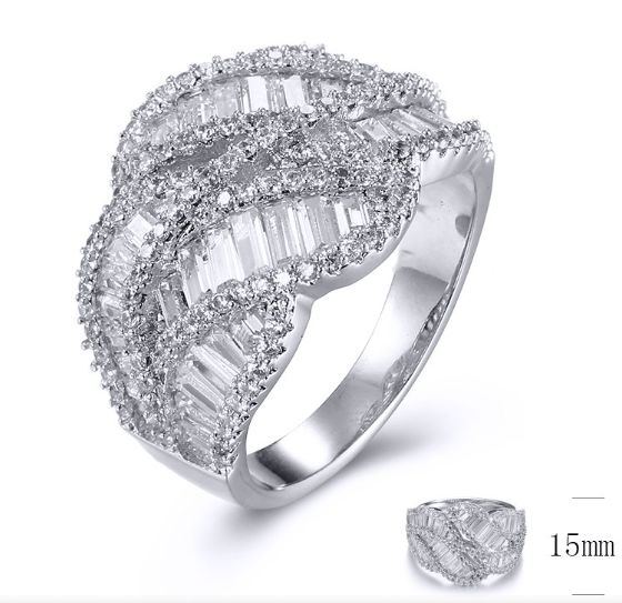SJ33070, Ladies' Moissanite Ring, S925, Rhodium Plated, White, 6.25g