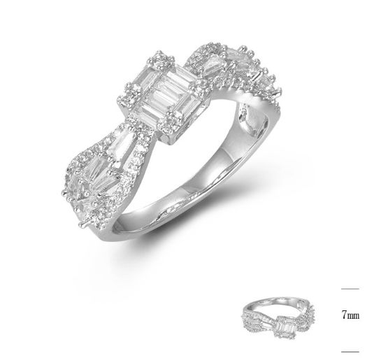 SJ45279, Ladies' Moissanite Ring, S925, Rhodium Plated, White, 3.57g