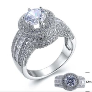 SJ24130, Ladies' Moissanite Ring, S925, Rhodium Plated, White, 6g