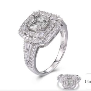 SJ29102, Ladies' Moissanite Ring, S925, Rhodium Plated, White, 5.43g