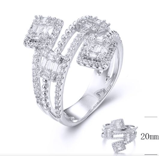 SJ33899, Ladies' Moissanite Ring, S925, Rhodium Plated, White, 4.43g