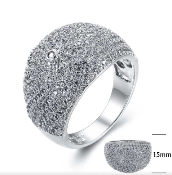 SJ25556, Ladies' Moissanite Ring, S925, Rhodium Plated, White, 7.3g