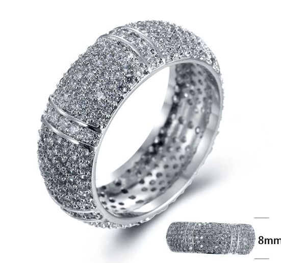 SJ24921, Ladies' Moissanite Ring, S925, Rhodium Plated, White, 4.47g