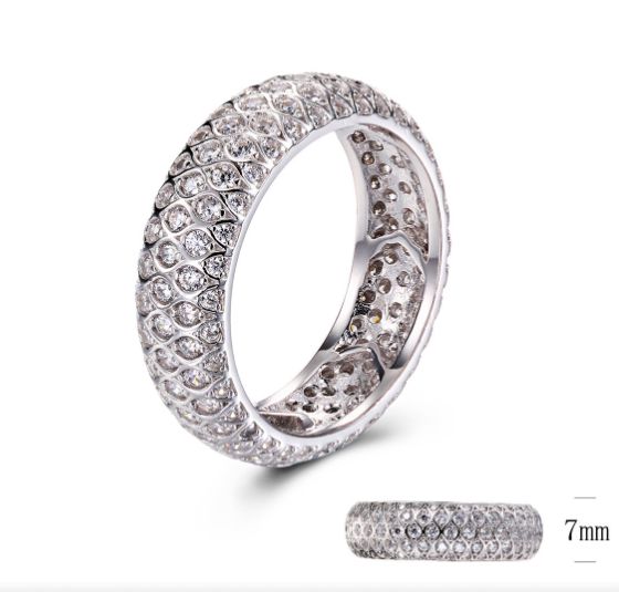 SJ29996, Ladies' Moissanite Ring, S925, Rhodium Plated, White, 5.35g