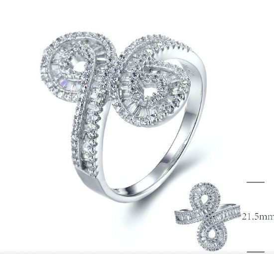 SJ28813, Ladies' Moissanite Ring, S925, Rhodium Plated, White, 4.59g
