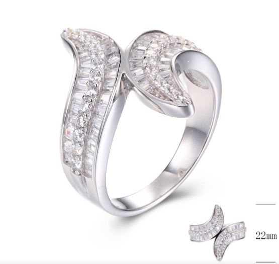 SJ29104, Ladies' Moissanite Ring, S925, Rhodium Plated, White, 6.29g