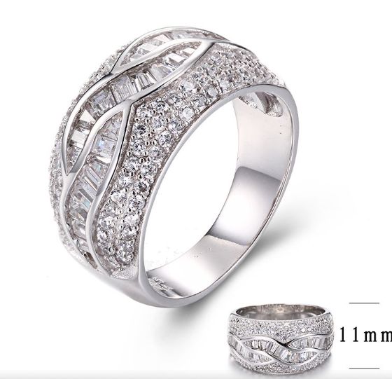SJ29994, Ladies' Moissanite Ring, S925, Rhodium Plated, White, 7.06g