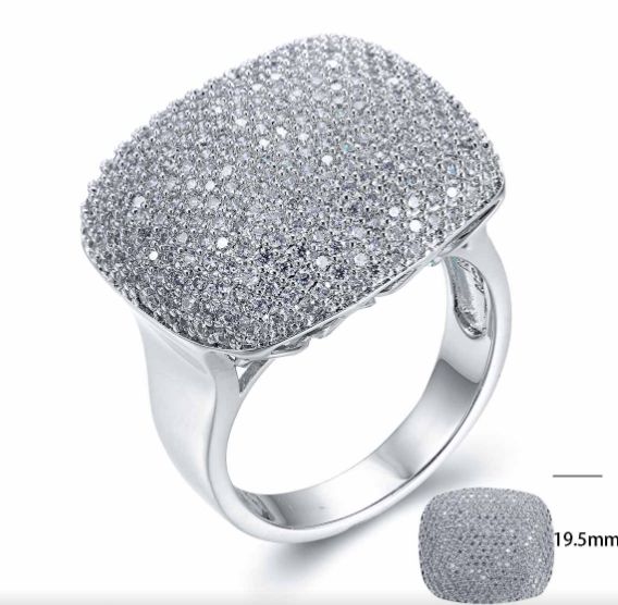 SJ25610, Ladies' Moissanite Ring, S925, Rhodium Plated, White, 8.92g