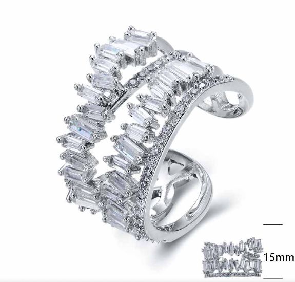 SJ25632, Ladies' Moissanite Ring, S925, Rhodium Plated, White, 6.32g