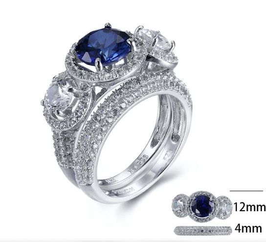SJ23435, Ladies' Moissanite Ring, S925, Rhodium Plated, White, 6.33g