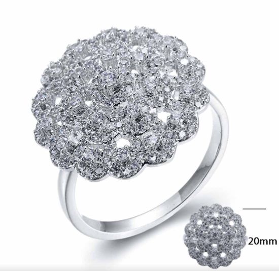 SJ23954, Ladies' Moissanite Ring, S925, Rhodium Plated, White, 4.21g
