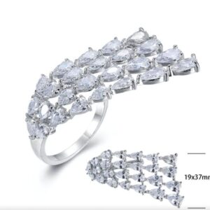 SJ23756, Ladies' Moissanite Ring, S925, Rhodium Plated, White, 5.95g
