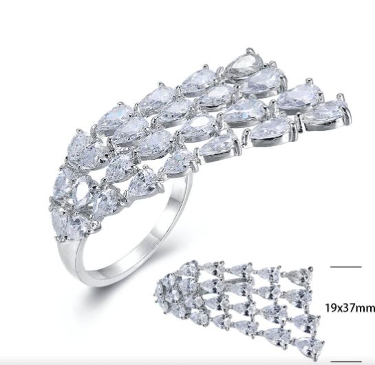 SJ23756, Ladies' Moissanite Ring, S925, Rhodium Plated, White, 5.95g