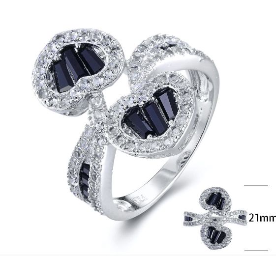 SJ23517, Ladies' Moissanite Ring, S925, Rhodium Plated, White, 4.48g