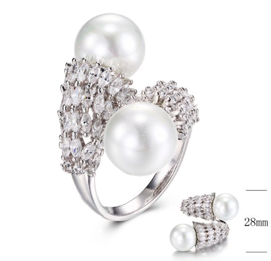 SJ30089, Ladies' Moissanite Ring, S925, Rhodium Plated, White, 4g