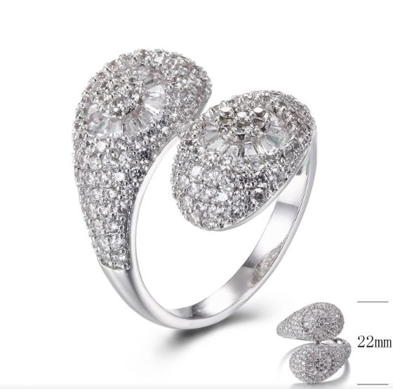 SJ30717, Ladies' Moissanite Ring, S925, Rhodium Plated, White, 4.42g