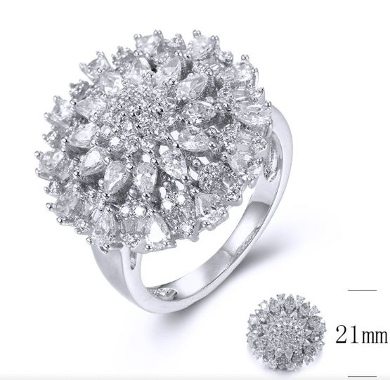SJ35794, Ladies' Moissanite Ring, S925, Rhodium Plated, White, 4.53g