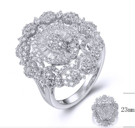 SJ35804, Ladies' Moissanite Ring, S925, Rhodium Plated, White, 5.02g