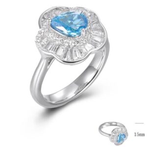 SJ01388, Ladies' Moissanite Ring, S925, Rhodium Plated, White, 8.9g
