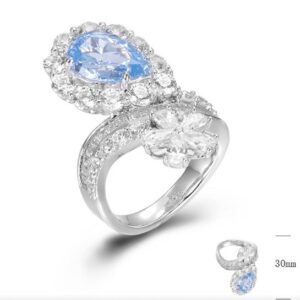 SJ01235, Ladies' Moissanite Ring, S925, Rhodium Plated, White, 8.78g