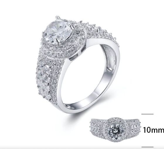 SJ25270, Ladies' Moissanite Ring, S925, Rhodium Plated, White, 6.15g