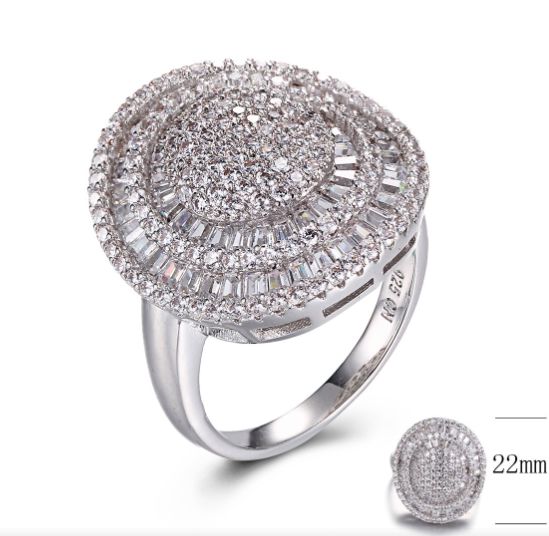 SJ28889, Ladies' Moissanite Ring, S925, Rhodium Plated, White, 7.46g