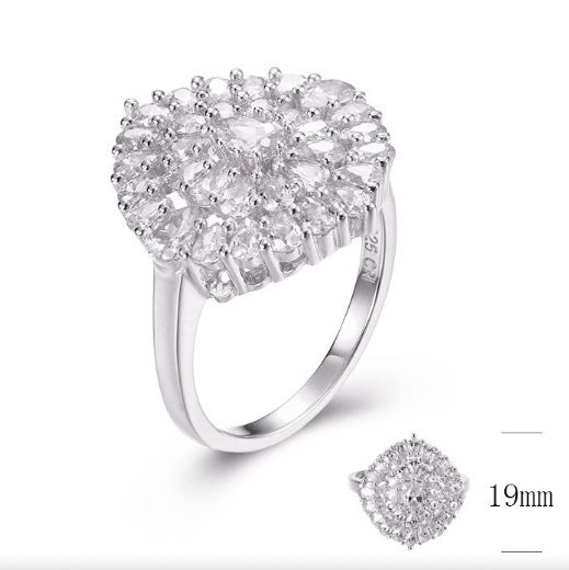 SJ29507, Ladies' Moissanite Ring, S925, Rhodium Plated, White, 4.35g
