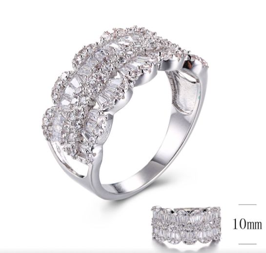 SJ30640, Ladies' Moissanite Ring, S925, Rhodium Plated, White, 4.7g