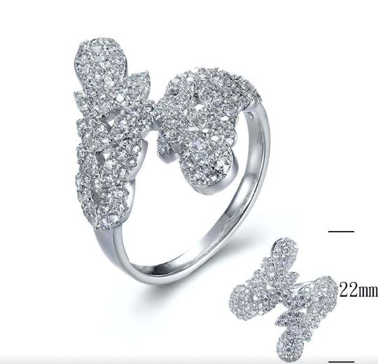 SJ28402, Ladies' Moissanite Ring, S925, Rhodium Plated, White, 3.42g