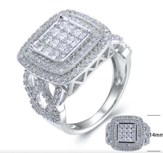 SJ25414, Ladies' Moissanite Ring, S925, Rhodium Plated, White, 6.94g