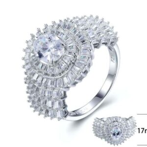 SJ27503, Ladies' Moissanite Ring, S925, Rhodium Plated, White, 7.87g