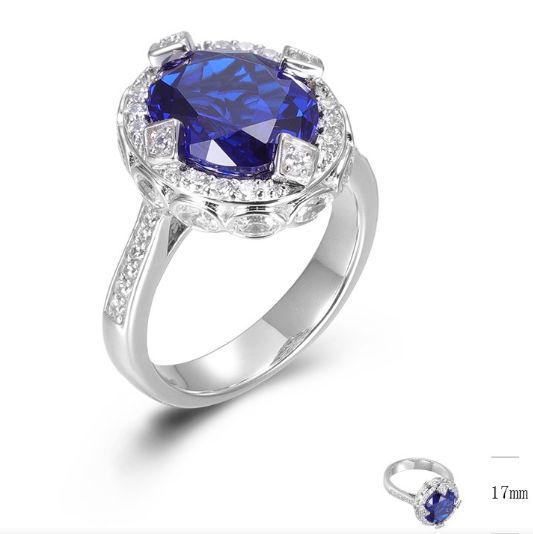 SJ01227, Ladies' Moissanite Ring, S925, Rhodium Plated, White, 6.77g