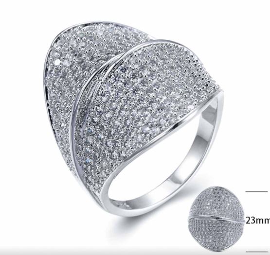 SJ20163, Ladies' Moissanite Ring, S925, Rhodium Plated, White, 5.7g