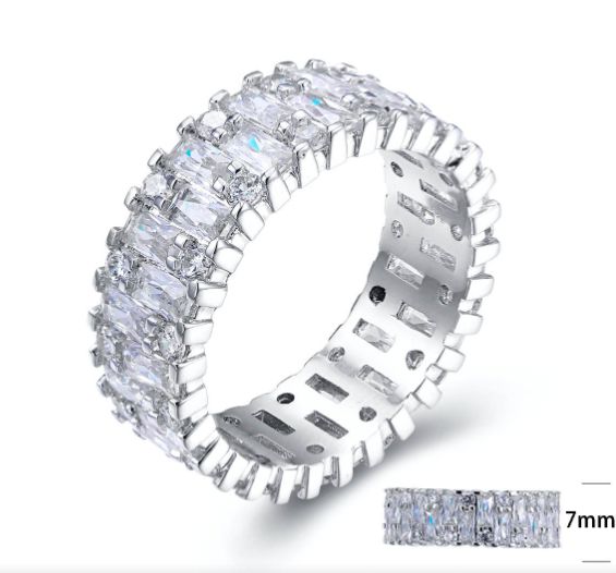 SJ25634, Ladies' Moissanite Ring, S925, Rhodium Plated, White, 5.44g
