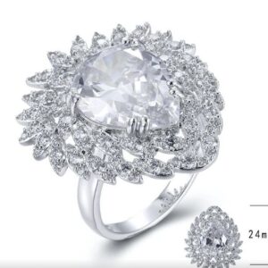 SJ26164, Ladies' Moissanite Ring, S925, Rhodium Plated, White, 3.66g