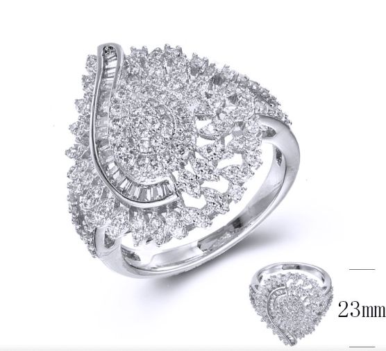 SJ35819, Ladies' Moissanite Ring, S925, Rhodium Plated, White, 5.14g