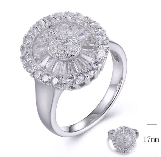 SJ32094, Ladies' Moissanite Ring, S925, Rhodium Plated, White, 5.94g