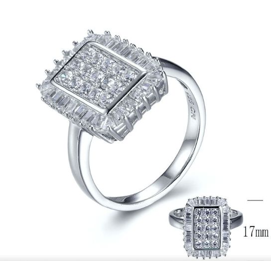 SJ27693, Ladies' Moissanite Ring, S925, Rhodium Plated, White, 4.92g