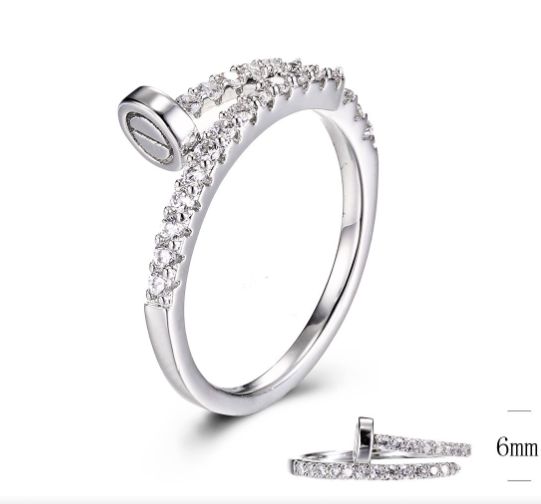 SJ30138, Ladies' Moissanite Ring, S925, Rhodium Plated, White, 1.87g