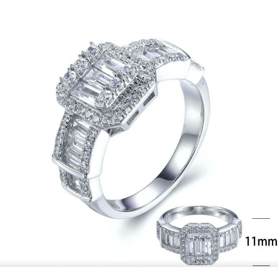 SJ27699, Ladies' Moissanite Ring, S925, Rhodium Plated, White, 5.48g