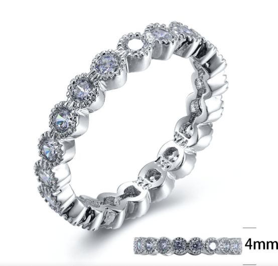 SJ24156, Ladies' Moissanite Ring, S925, Rhodium Plated, White, 2.41g