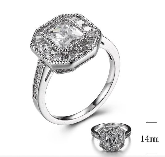 SJ30689, Ladies' Moissanite Ring, S925, Rhodium Plated, White, 4.07g