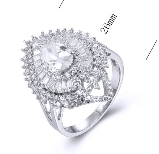 SJ35827, Ladies' Moissanite Ring, S925, Rhodium Plated, White, 6.25g