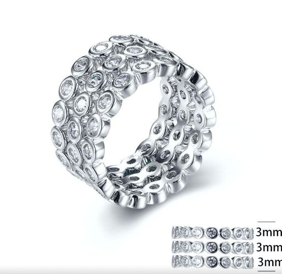 SJ28369, Ladies' Moissanite Ring, S925, Rhodium Plated, White, 7.94g