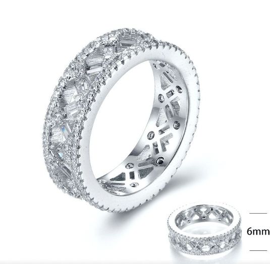 SJ28358, Ladies' Moissanite Ring, S925, Rhodium Plated, White, 6.03g