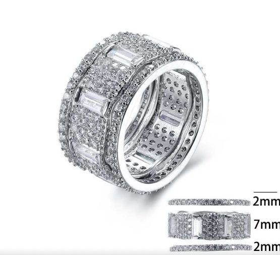 SJ27368, Ladies' Moissanite Ring, S925, Rhodium Plated, White, 4.46g